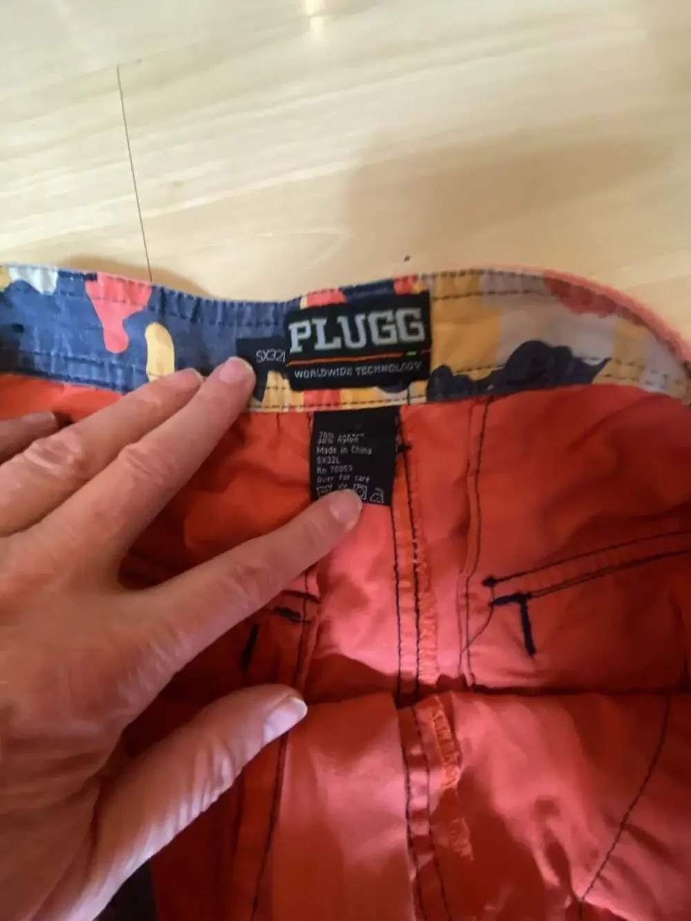 Plugg Men's Vintage Cargo Shorts Orange Utility Multi-Pocket
